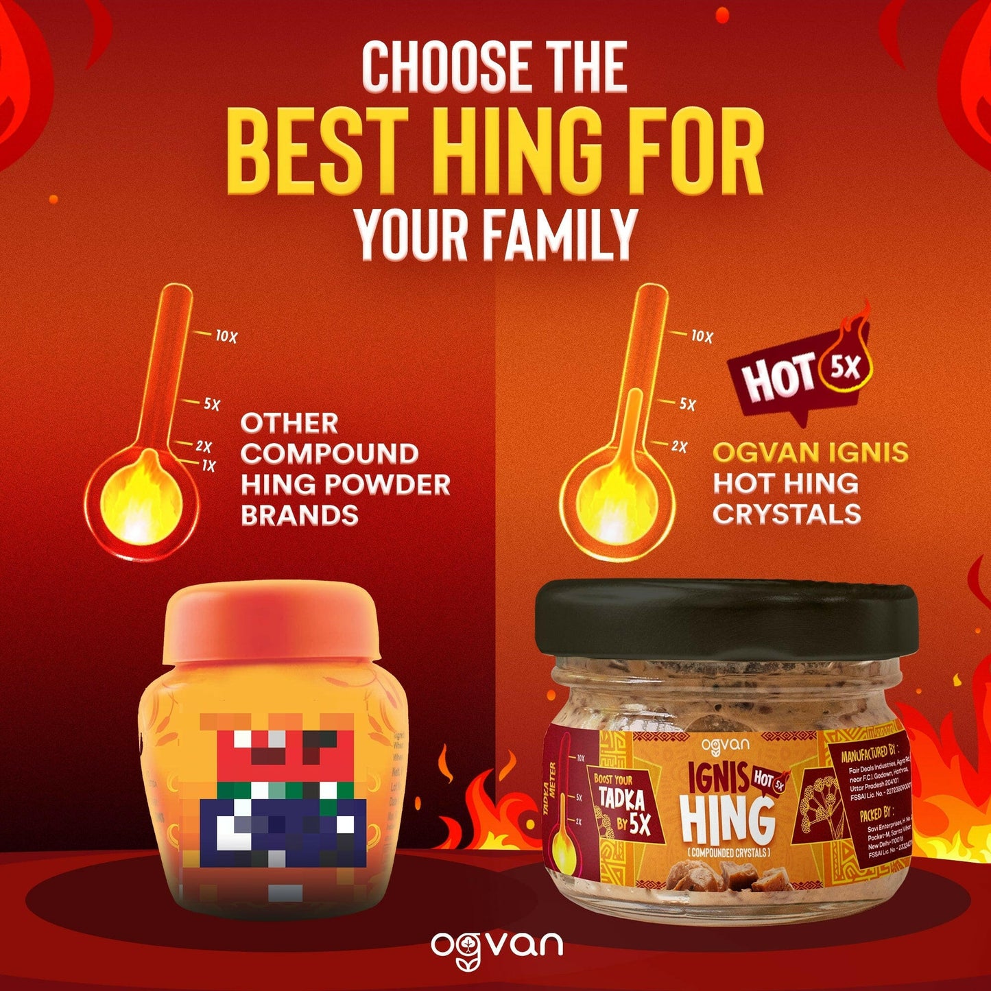 Ogvan Ignis Hot Hing Crystals vs bland compounded hing powder – the tadka difference is clear