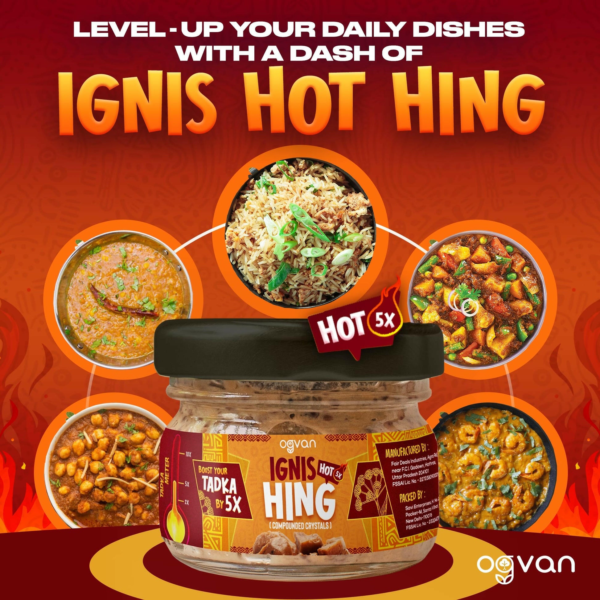 Ogvan Ignis Hot Compounded Hing granules. The bold tadka upgrade for serious Indian home cooking