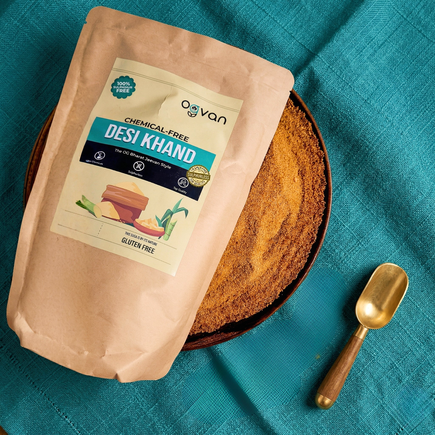 Ogvan Brown Desi Khand – pure golden unrefined Indian khandsari sugar, no pesticides and sulphurless