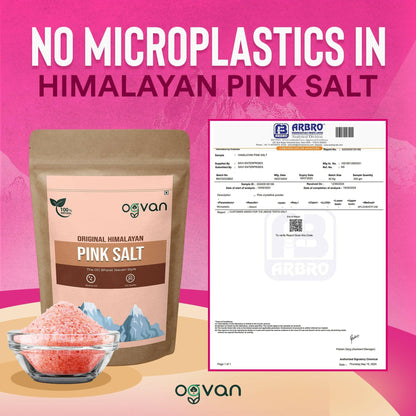 Ogvan Pink Salt NABL-certified microplastic-free lab report, No anti-caking agents – India's cleanest rock salt
