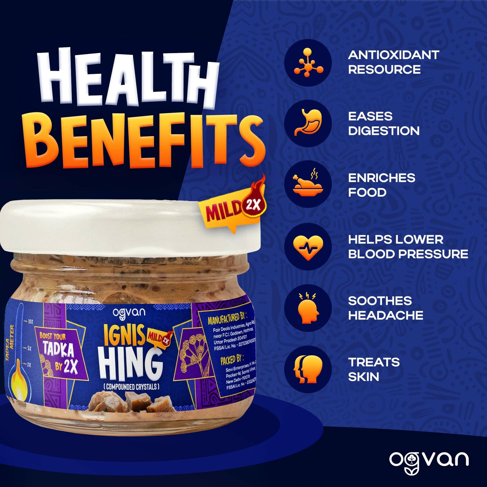 Ogvan compounded hing powder health benefits – aids digestion, reduces bloating, gut-friendly spice