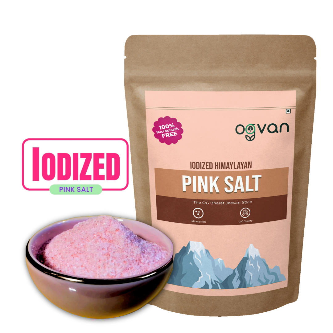 Ogvan Iodized Himalayan Pink Salt – lab-tested, microplastic-free rock salt with 84+ minerals